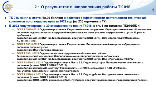 Презентация "О результатах и направлениях работы ТК 016"